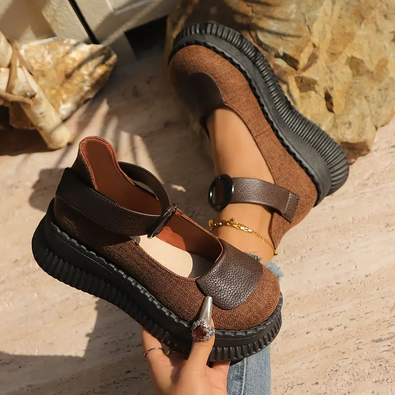 Valerith – Scarpe con zeppa in pelle vintage