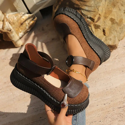 Valerith – Scarpe con zeppa in pelle vintage