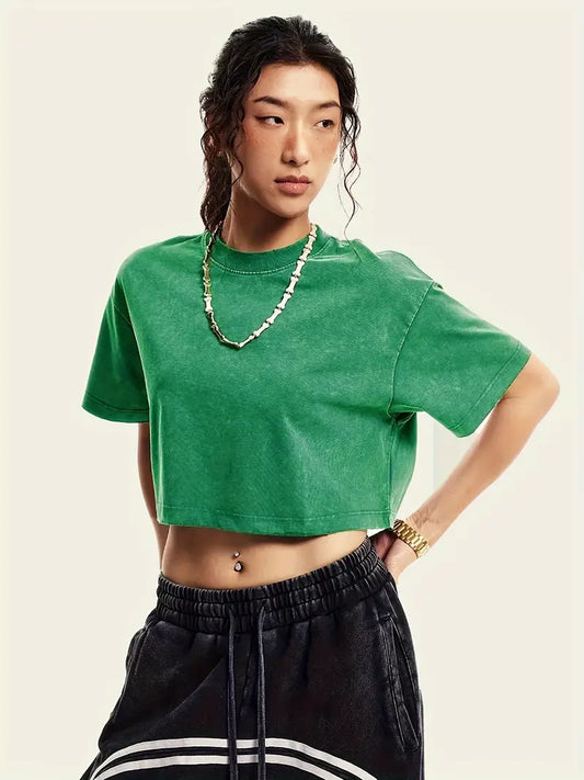 Lenore – T-shirt corta oversize, effetto vintage, lavata