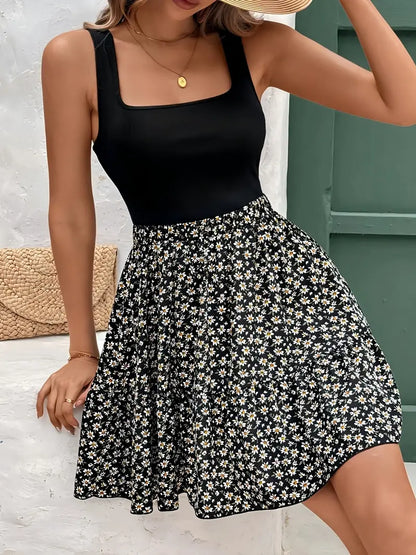 Romilda – Abito elegante con scollatura quadrata e motivo floreale