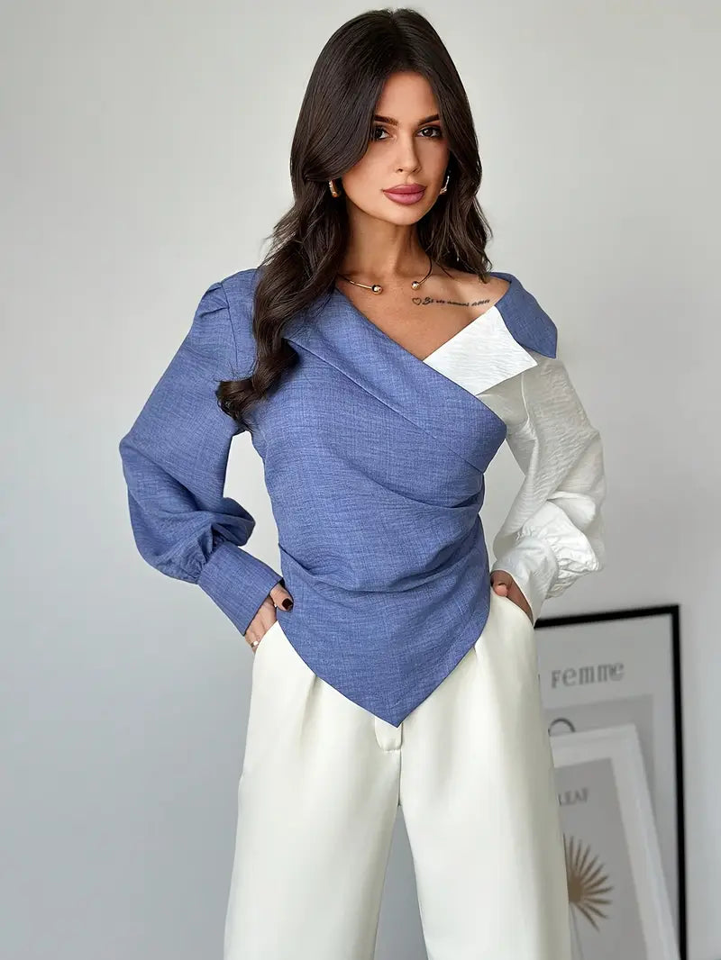 Hesperis – Camicetta trendy asimmetrica a maniche lunghe