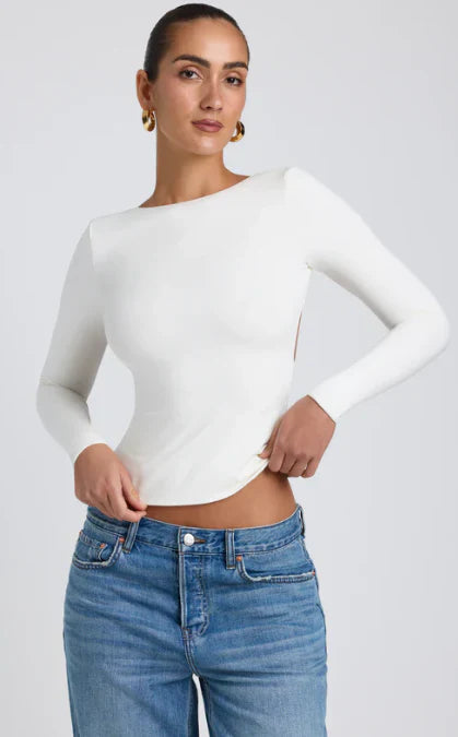 Milcah – Elegante top a maniche lunghe senza schienale