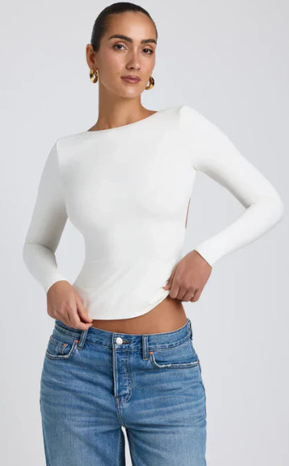 Milcah – Elegante top a maniche lunghe senza schienale