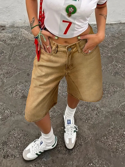 Sylvarine – Eleganti shorts in jeans a gamba larga