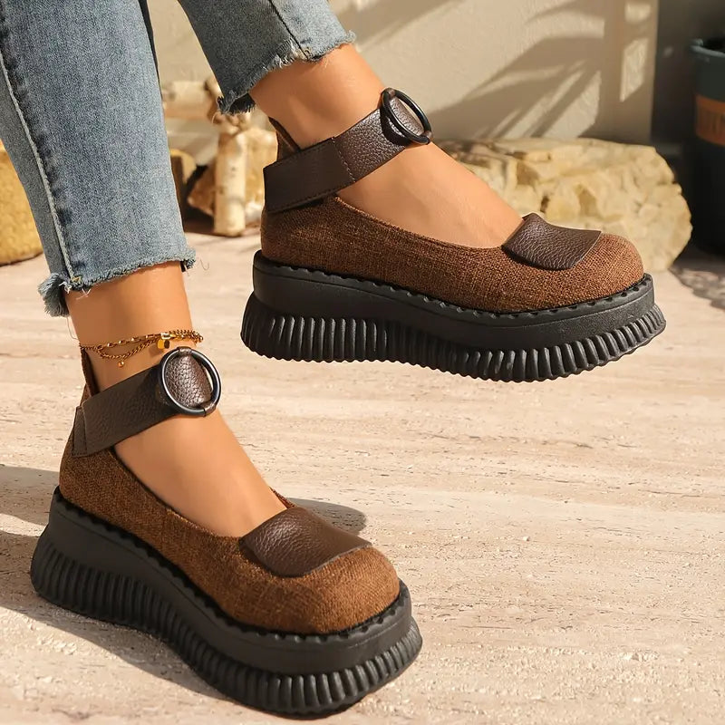 Valerith – Scarpe con zeppa in pelle vintage