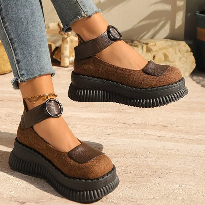 Valerith – Scarpe con zeppa in pelle vintage