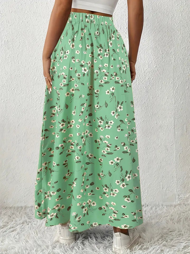 Louvina – Gonna lunga con spacco floreale