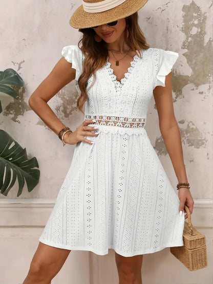 Bonnie – Grazioso abito con scollo a V in pizzo di cotone