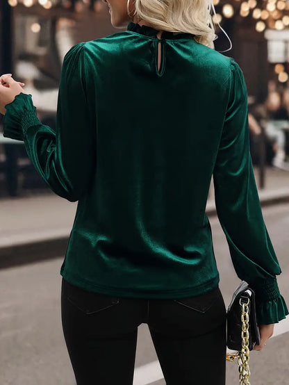 Vanelope – Top in velluto con maniche a volant