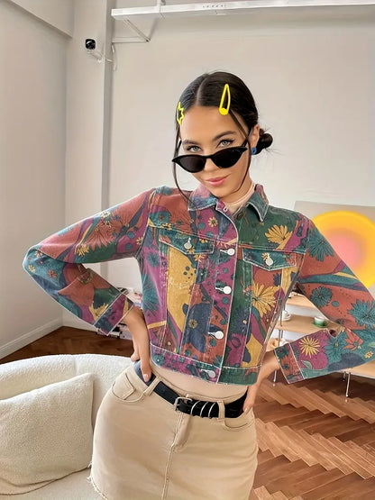 Hazel – Giacca corta in jeans colorata