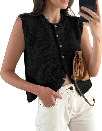 Tovia – Gilet in cotone lavorato a maglia di alta qualità