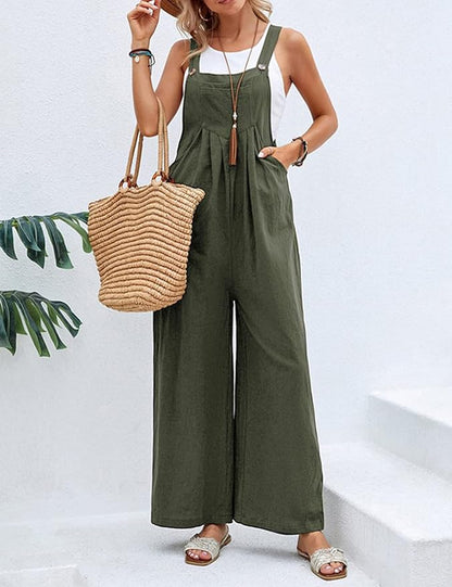 Saffron – Tuta a gamba larga in lino e cotone