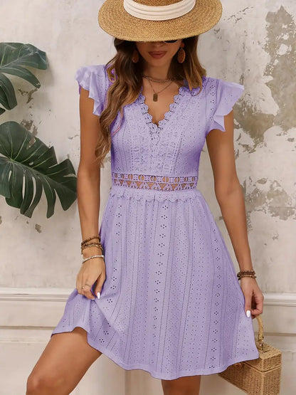 Bonnie – Grazioso abito con scollo a V in pizzo di cotone