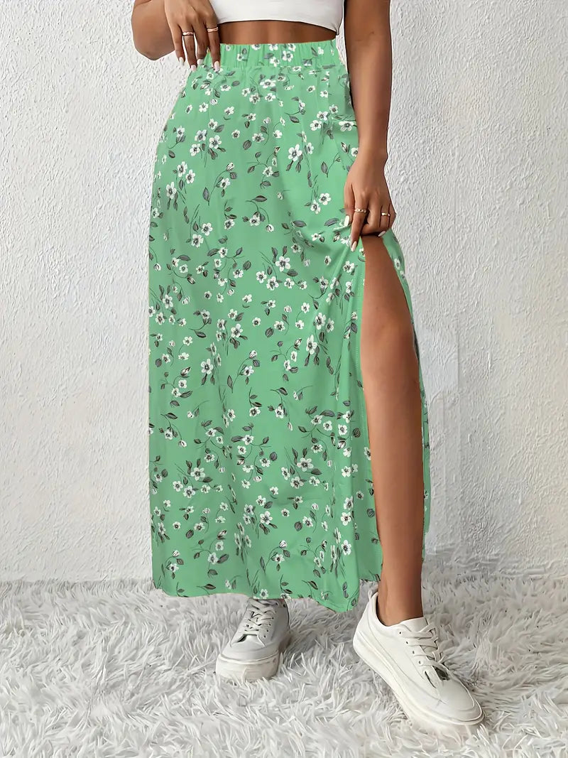 Louvina – Gonna lunga con spacco floreale