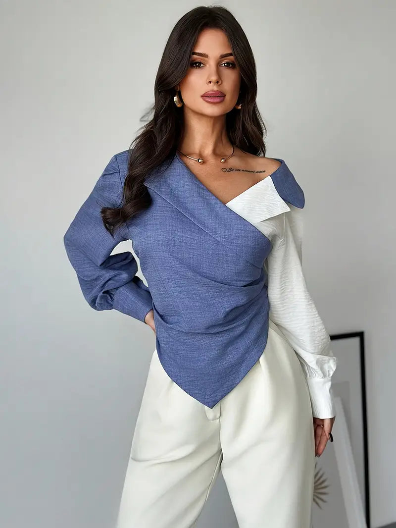 Hesperis – Camicetta trendy asimmetrica a maniche lunghe