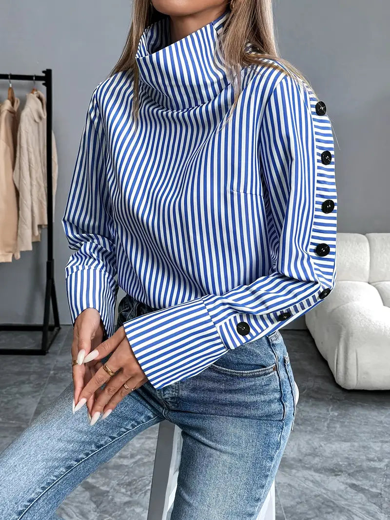 Sigrid – Blusa a righe con collo alto