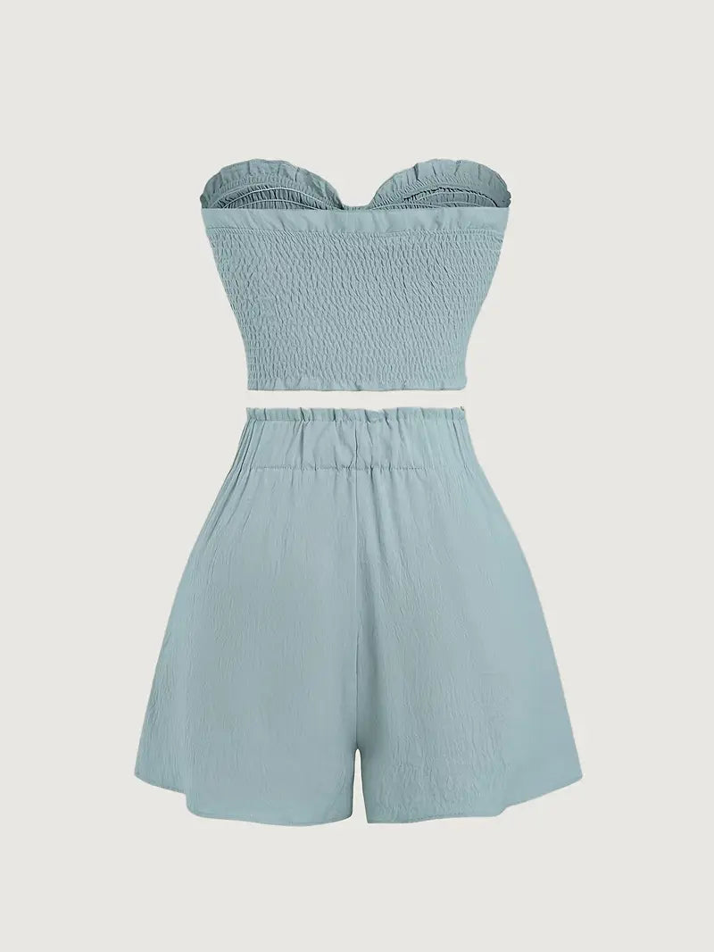 Suzy – Elegante completo due pezzi senza spalline con papillon