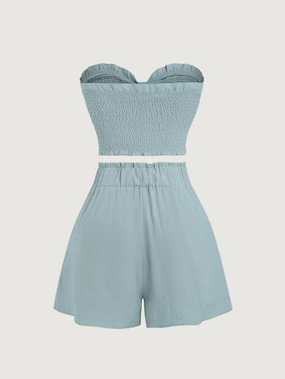 Suzy – Elegante completo due pezzi senza spalline con papillon