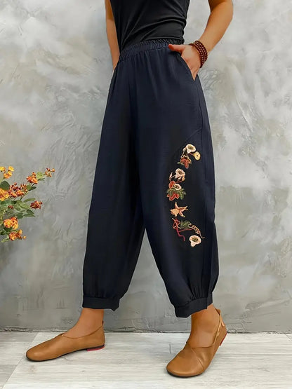 Vortessa - Pantaloni leggeri ricamati