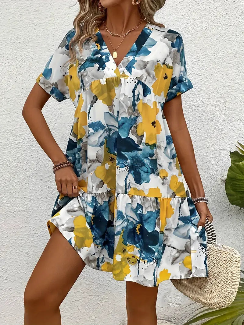 Evandria – Miniabito arioso con motivo floreale