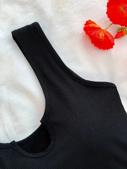 Elkie – Set composto da canotta in cotone a coste e pantaloncini stampati