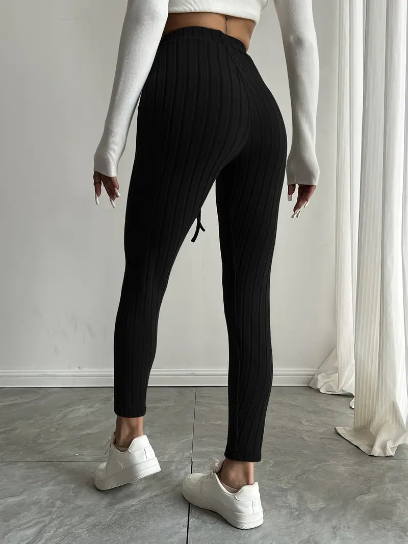 Anouk – Leggings in maglia a coste con vita alta e coulisse