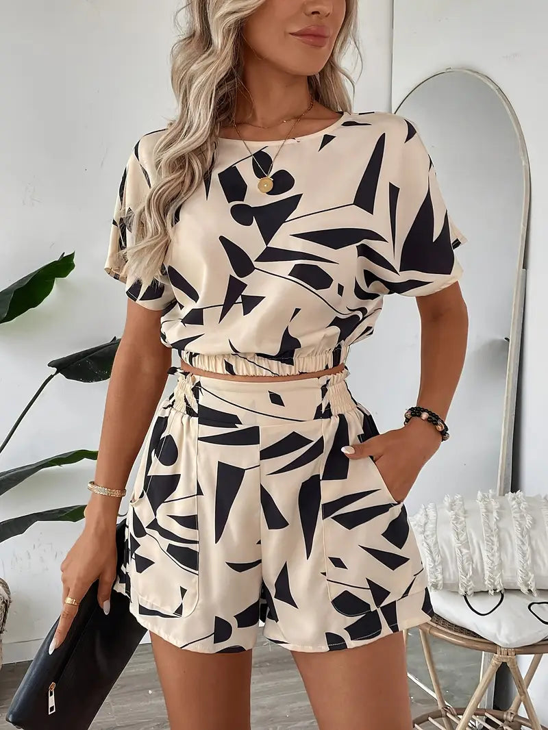 Evyline – Elegante set con stampa astratta