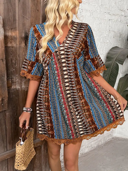 Xyrenia – Miniabito bohémien in stile vintage