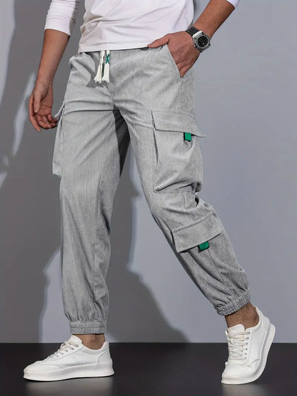 Aldrich - Pantaloni cargo casual solidi da uomo