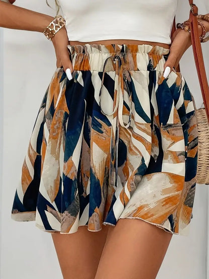 Marteena – Pantaloncini con stampa astratta e coulisse