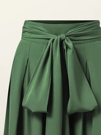 Zephyra – Pantaloni palazzo a vita alta e gamba larga con laccio anteriore