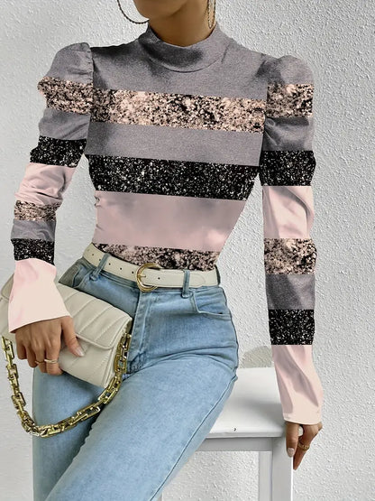 Freja – Blusa in raso con maniche a sbuffo