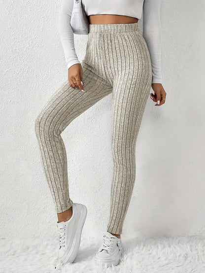 Elvida – Leggings in maglia a coste a vita alta