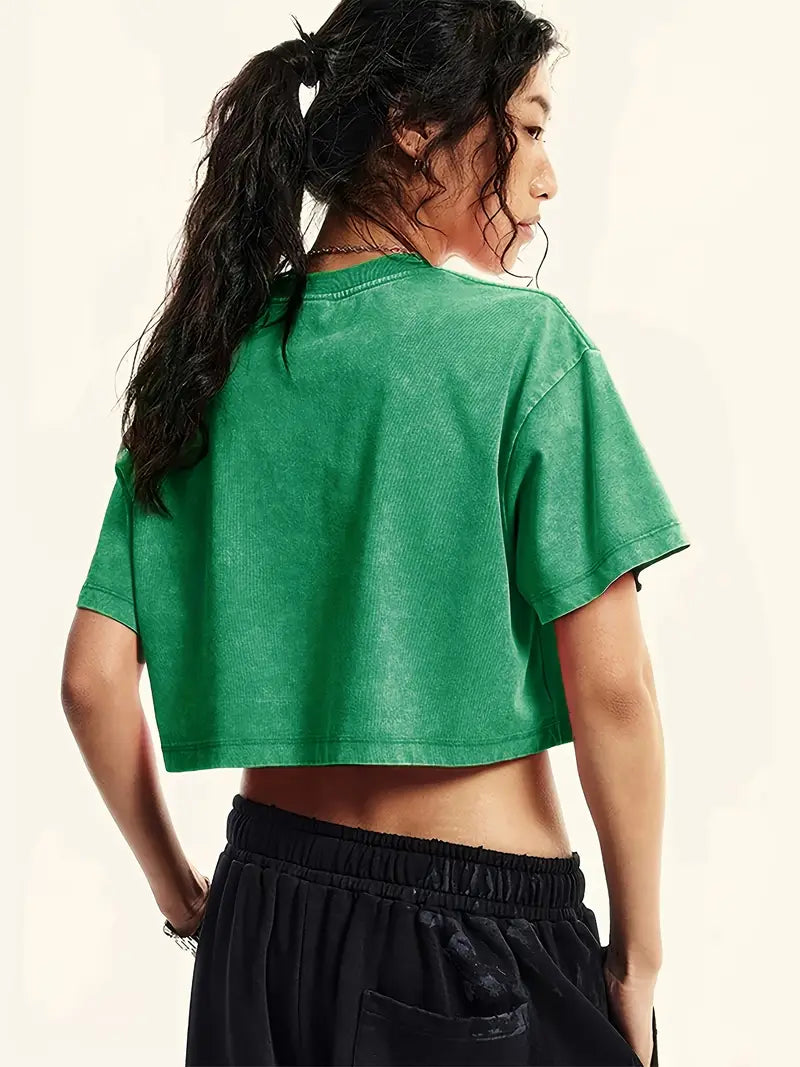 Lenore – T-shirt corta oversize, effetto vintage, lavata