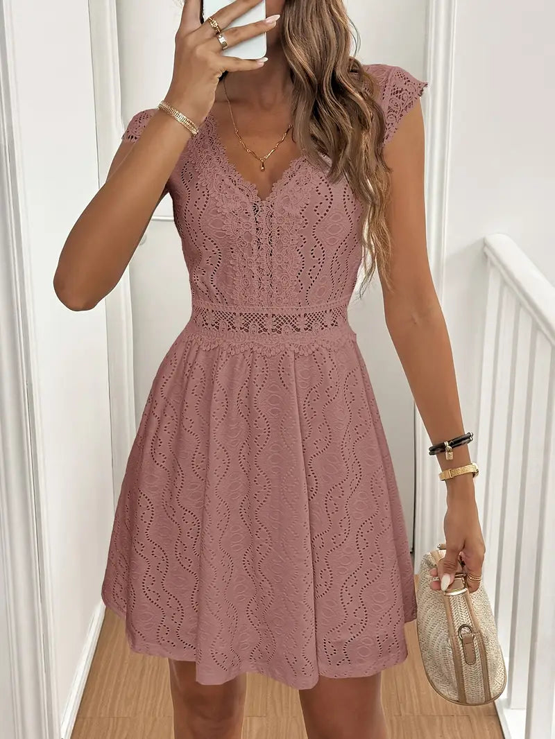 Avenleigh – Abito a trapezio da donna con maniche in pizzo