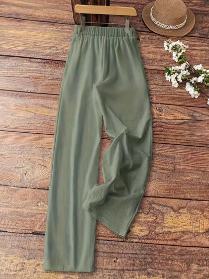 Xavendra - Pantaloni eleganti a gamba larga ricamati