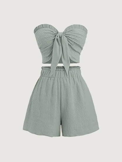 Suzy – Elegante completo due pezzi senza spalline con papillon