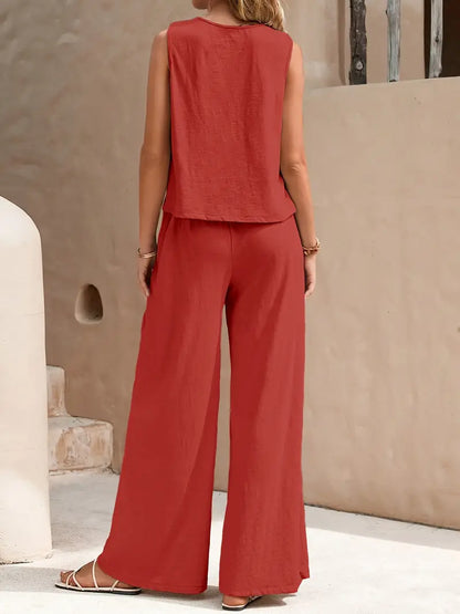 Faylisse – Elegante set da salotto senza maniche e gamba larga