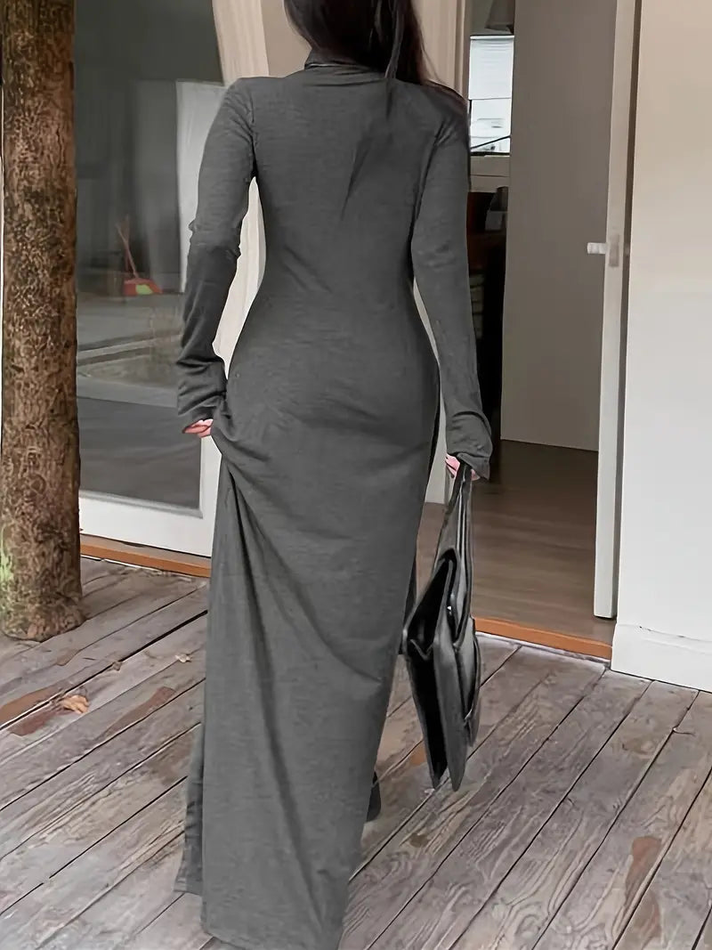 Enrica – Abito elegante con spacco alto e maniche lunghe