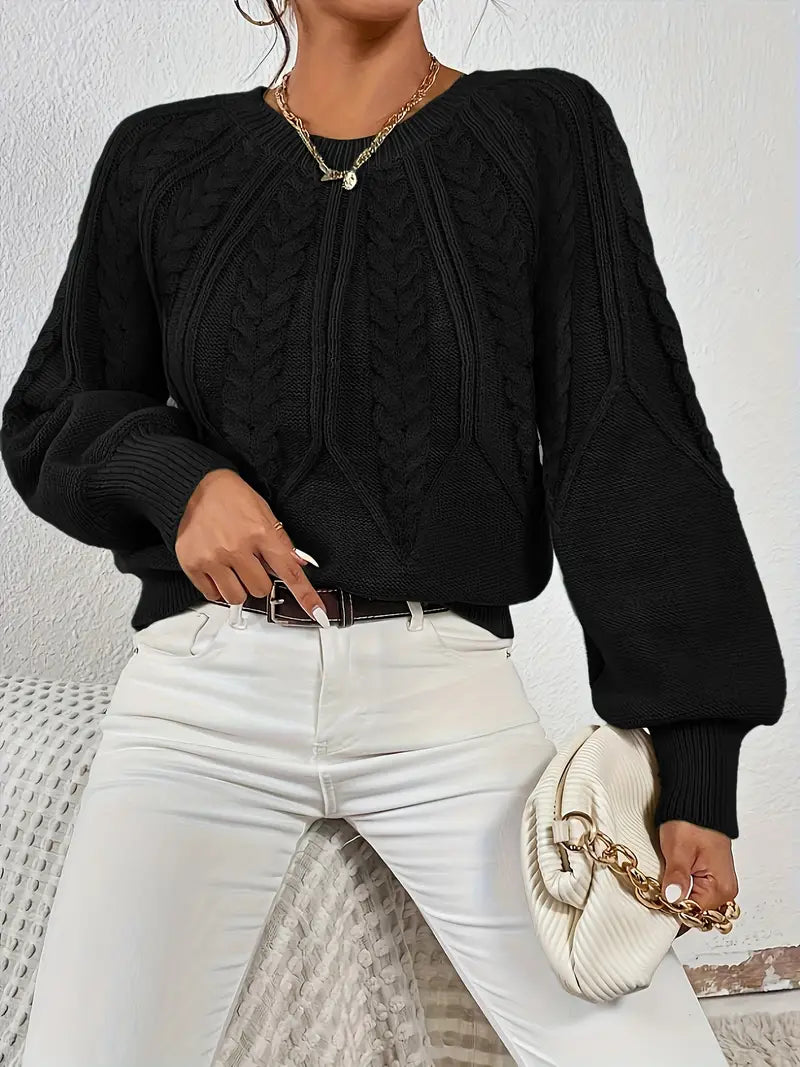 Yashodha – Elegante maglione lavorato a maglia con maniche a sbuffo