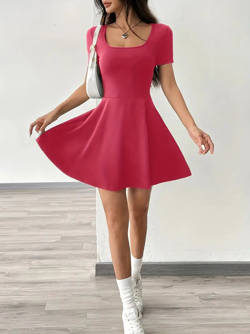 Gudrun – Elegante abito skater con pantaloncini e tasca integrati