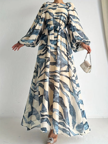 Elisire – Maxi abito in chiffon con stampa artistica