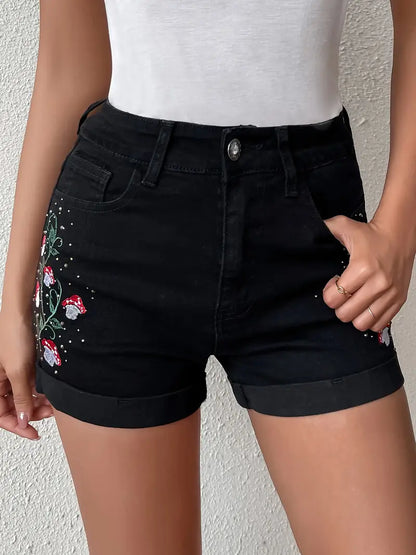 Zephyria – Eleganti shorts in jeans di cotone a vita alta