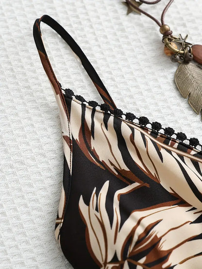 Kamala – Abito a trapezio con spalline sottili e stampa tropicale