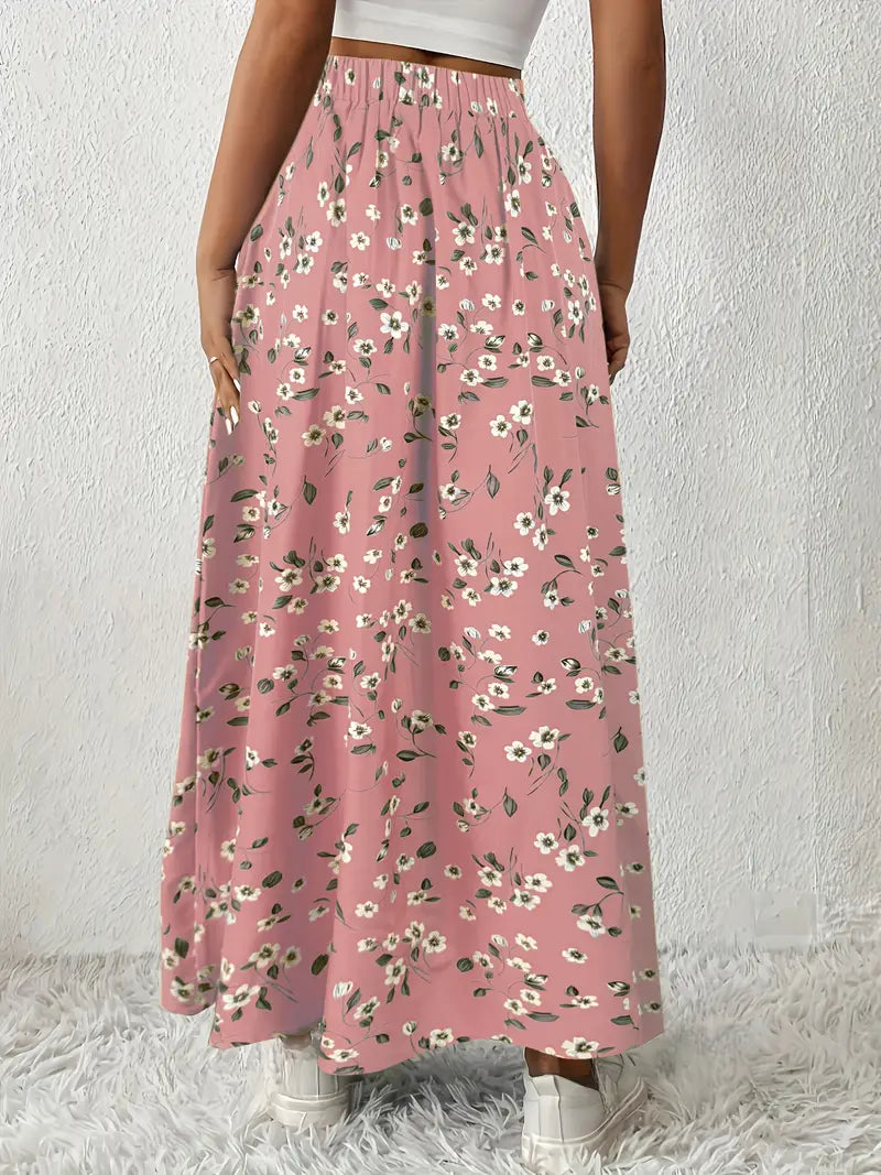 Louvina – Gonna lunga con spacco floreale