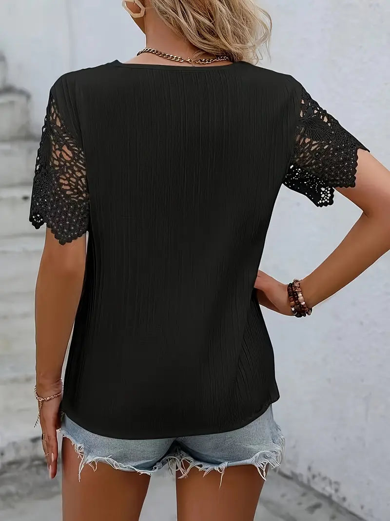 Salistra – Top con scollo a V e pizzo