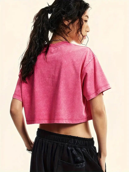 Lenore – T-shirt corta oversize, effetto vintage, lavata