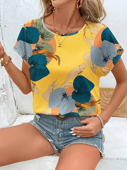 Amalthea – Camicetta girocollo con motivo floreale