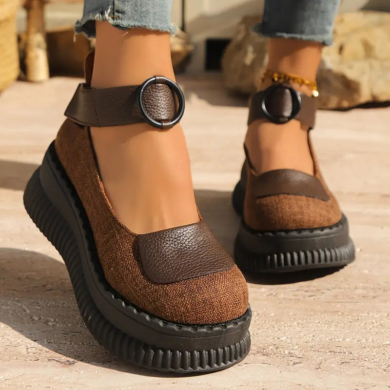 Valerith – Scarpe con zeppa in pelle vintage