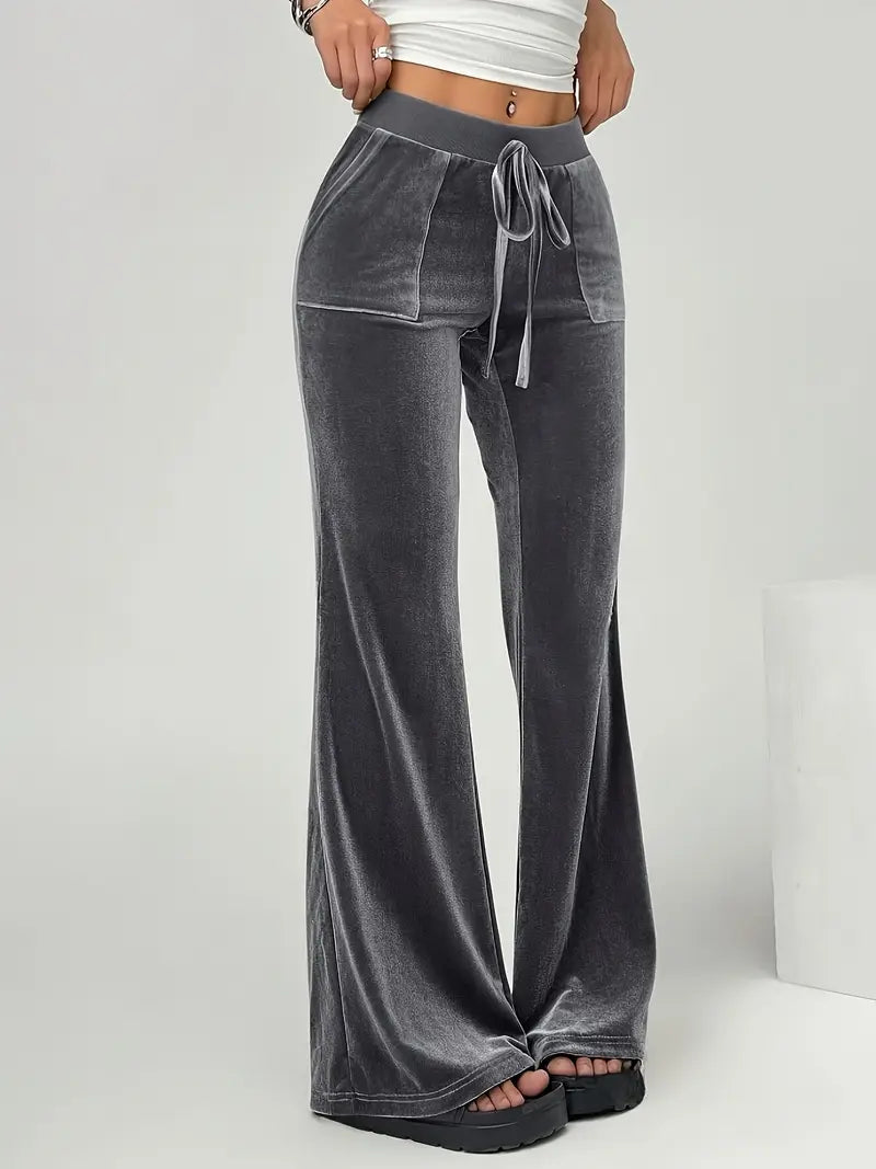 Ophirra – Pantaloni a zampa di elefante di alta qualità in velluto